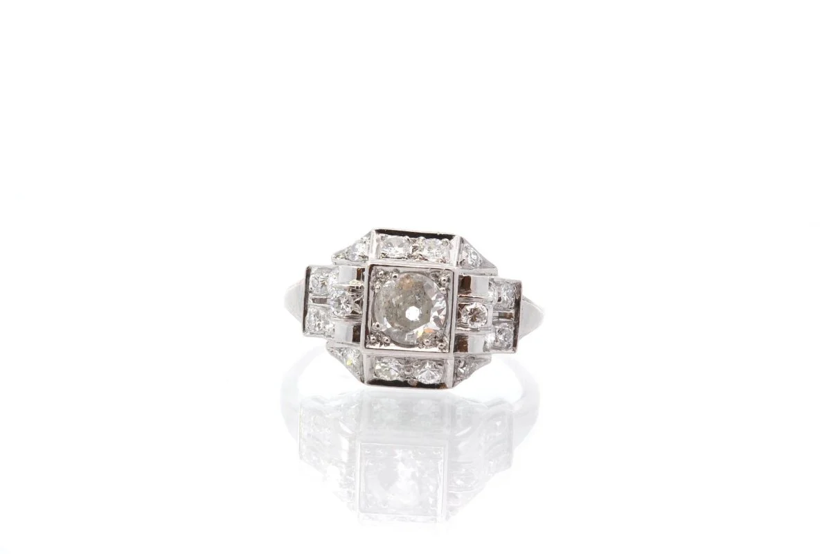 Bague ancienne diamants en platine - Image 2