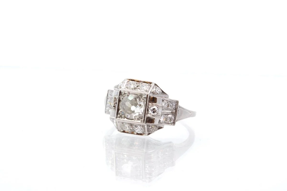 Bague ancienne diamants en platine - Image 3