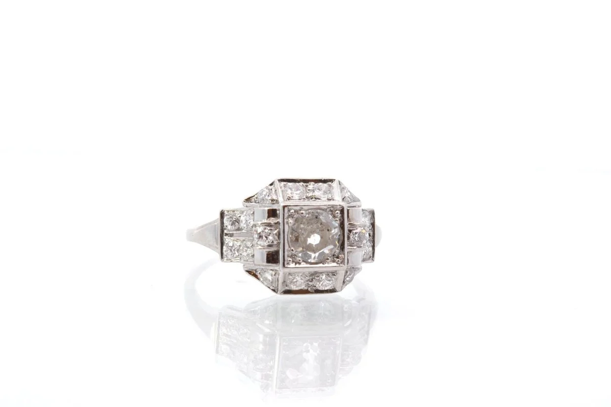 Bague ancienne diamants en platine - Image 4