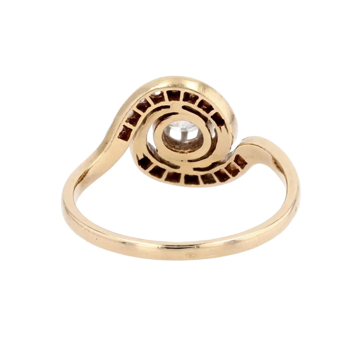 Bague en or jaune, platine et diamants - Image 4