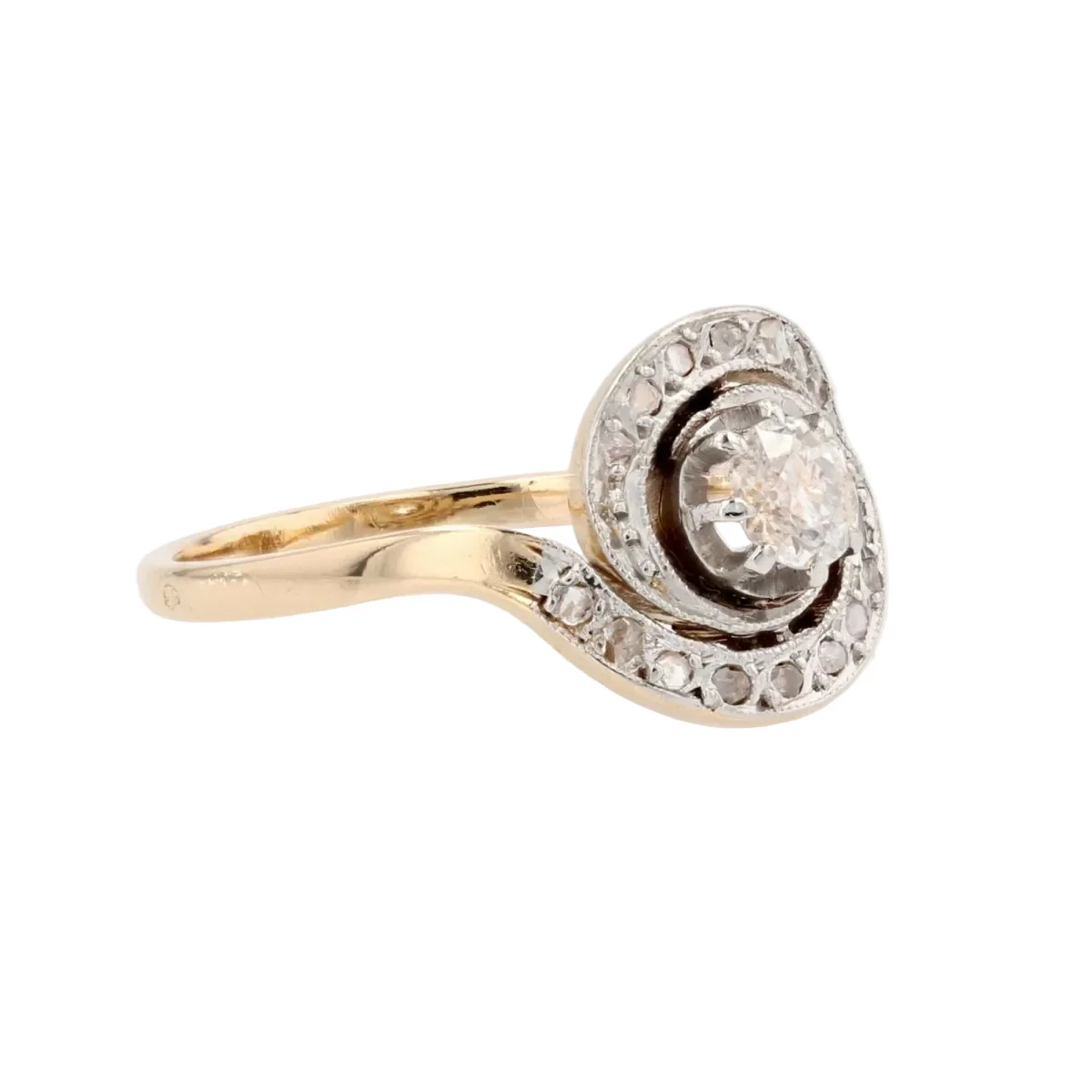 Bague en or jaune, platine et diamants - Image 5
