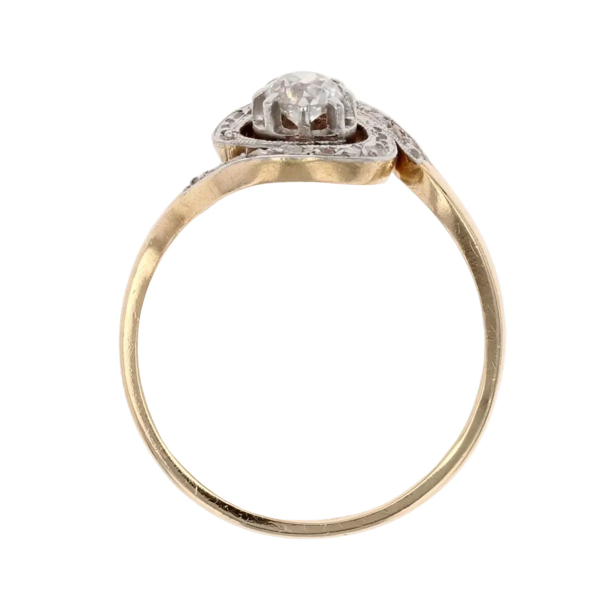 Bague en or jaune, platine et diamants - Image 6