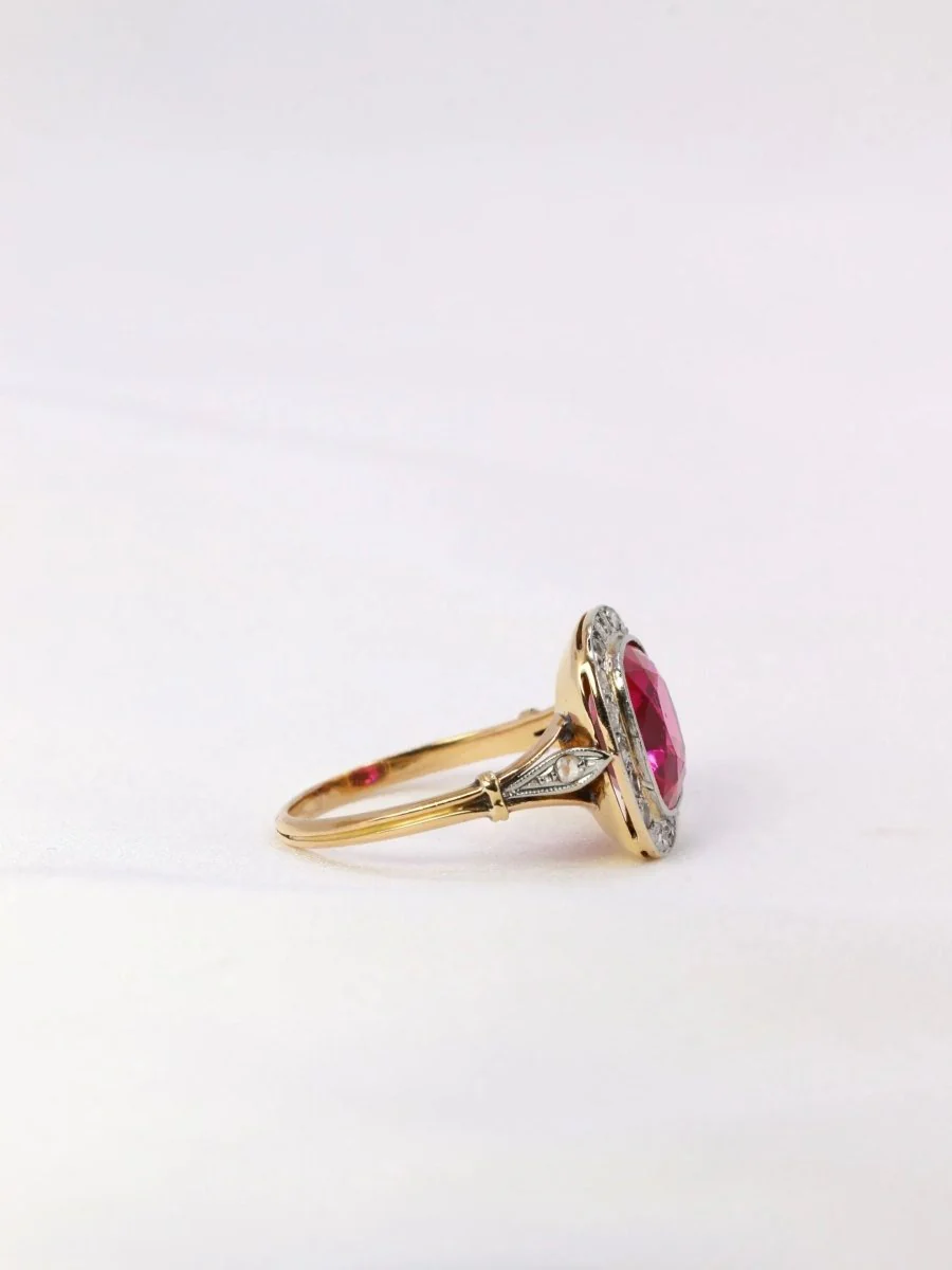 Bague ancienne diamants rubis synthétique - Image 6