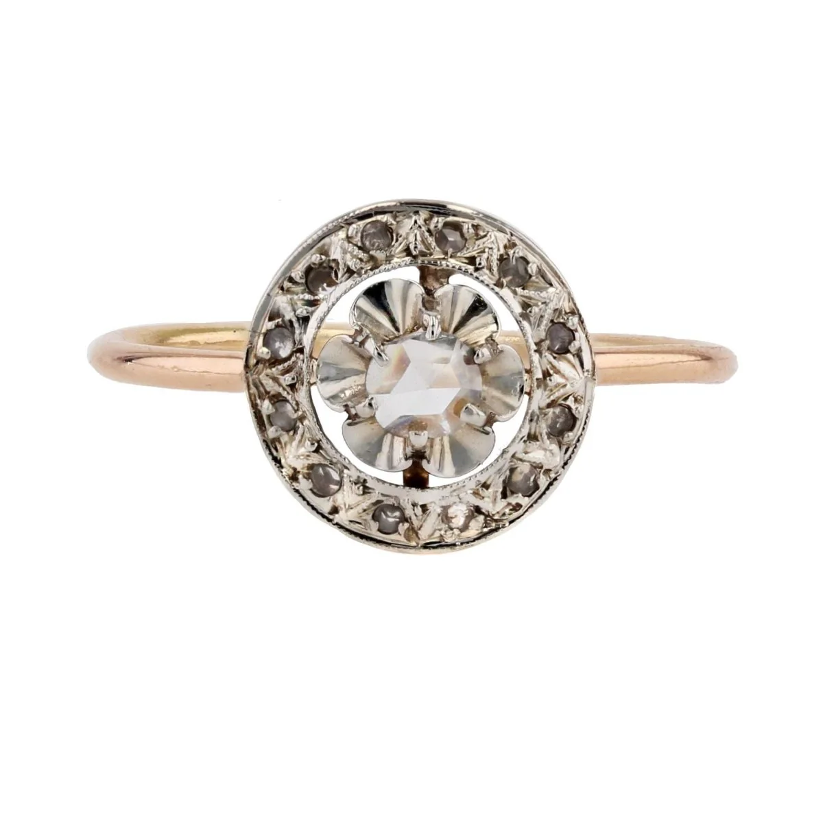Bague Entourage en or rose, platine et diamants