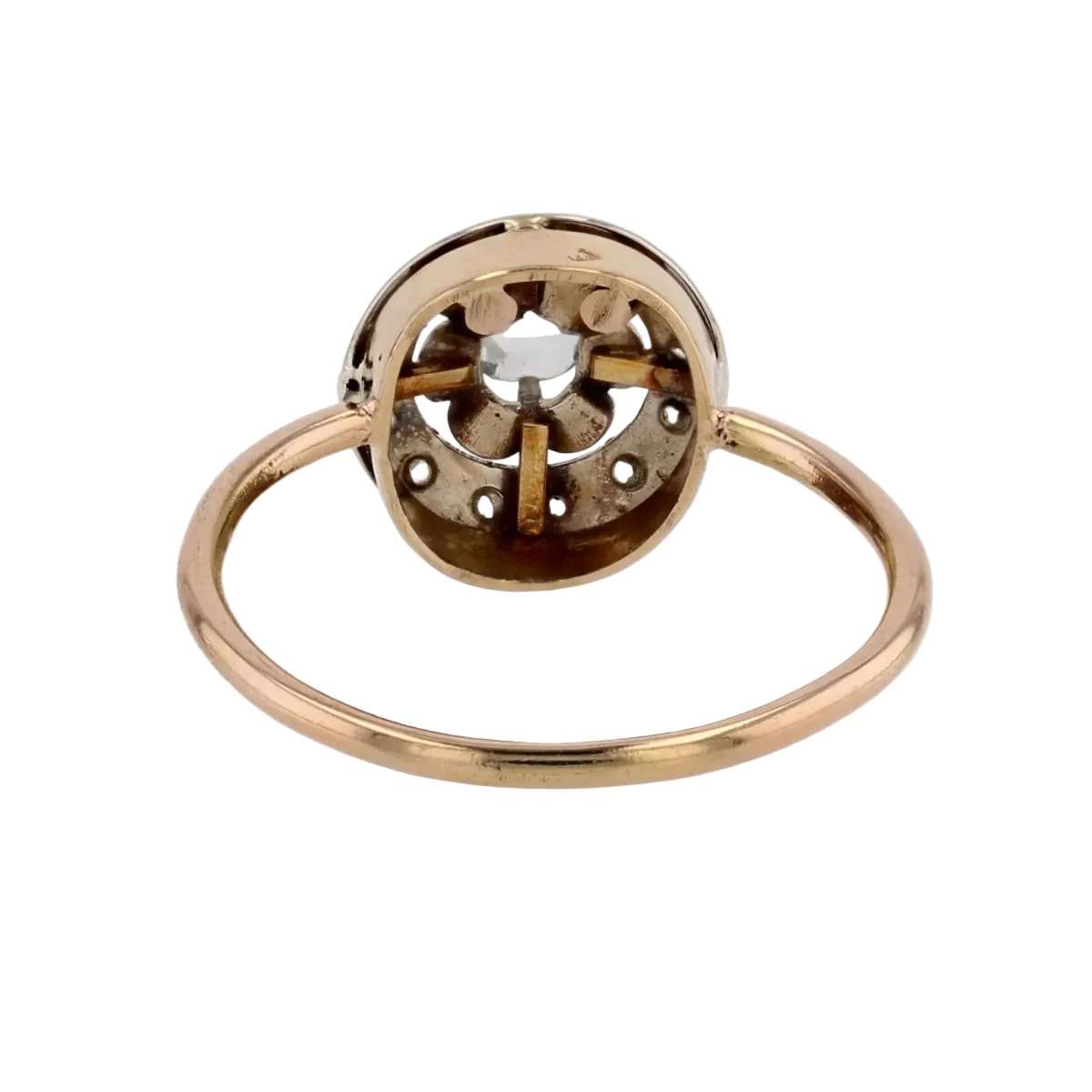 Bague Entourage en or rose, platine et diamants - Image 3