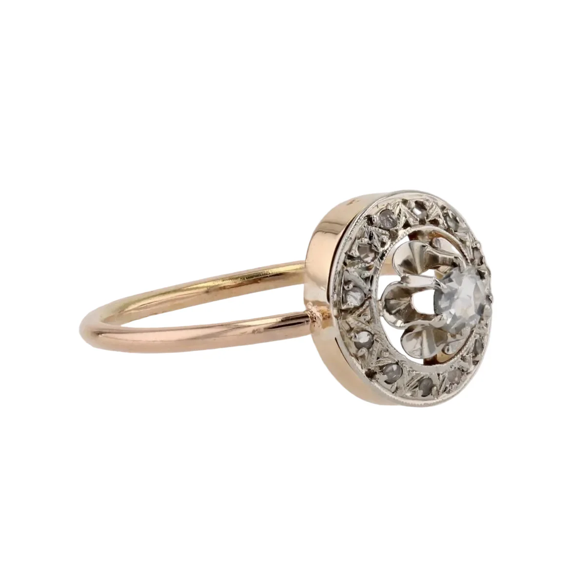 Bague Entourage en or rose, platine et diamants - Image 4