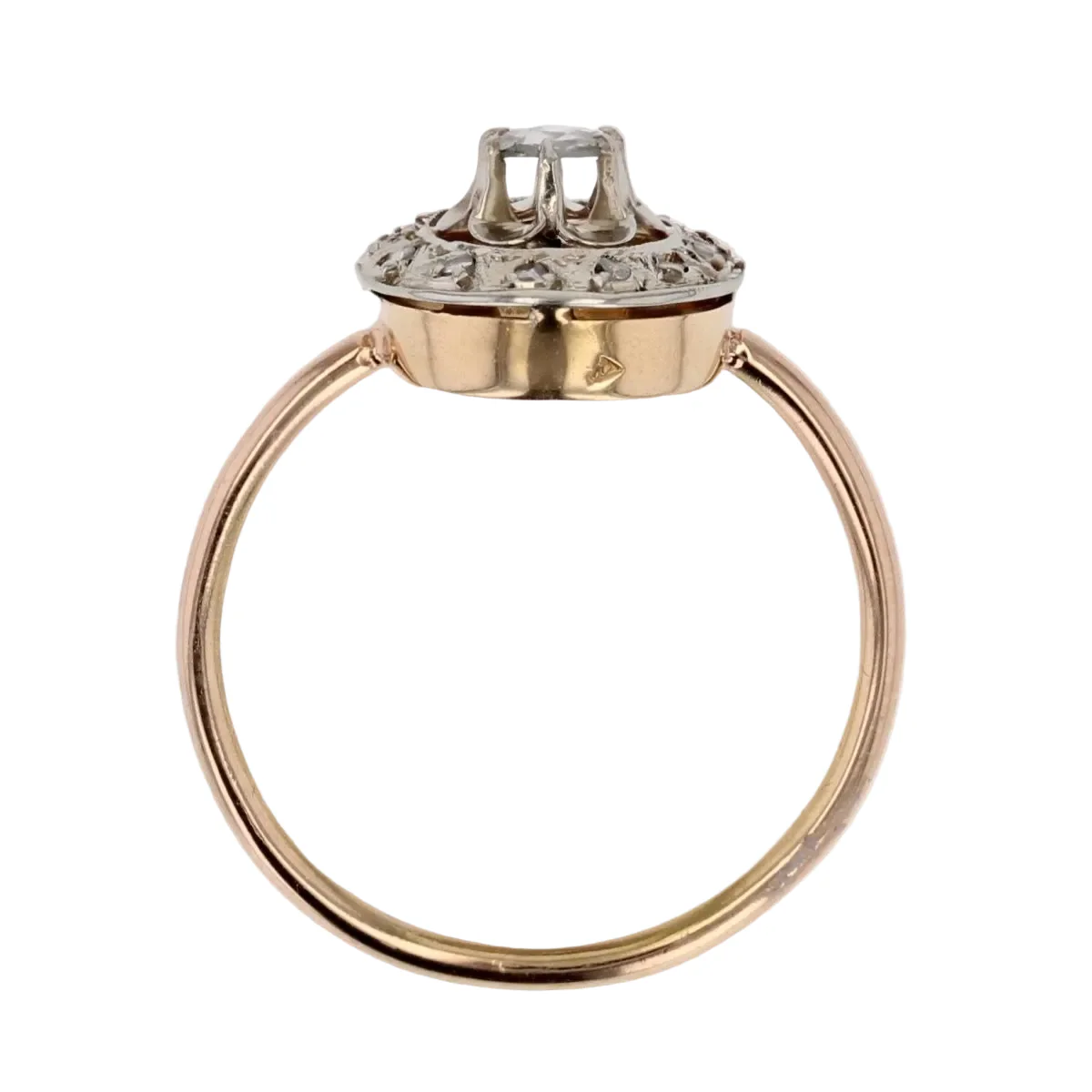 Bague Entourage en or rose, platine et diamants - Image 5