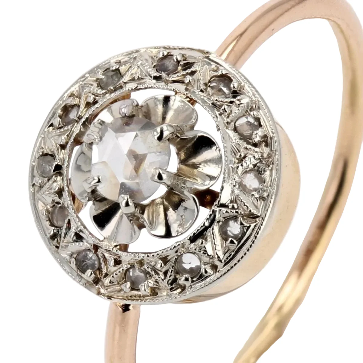 Bague Entourage en or rose, platine et diamants - Image 6