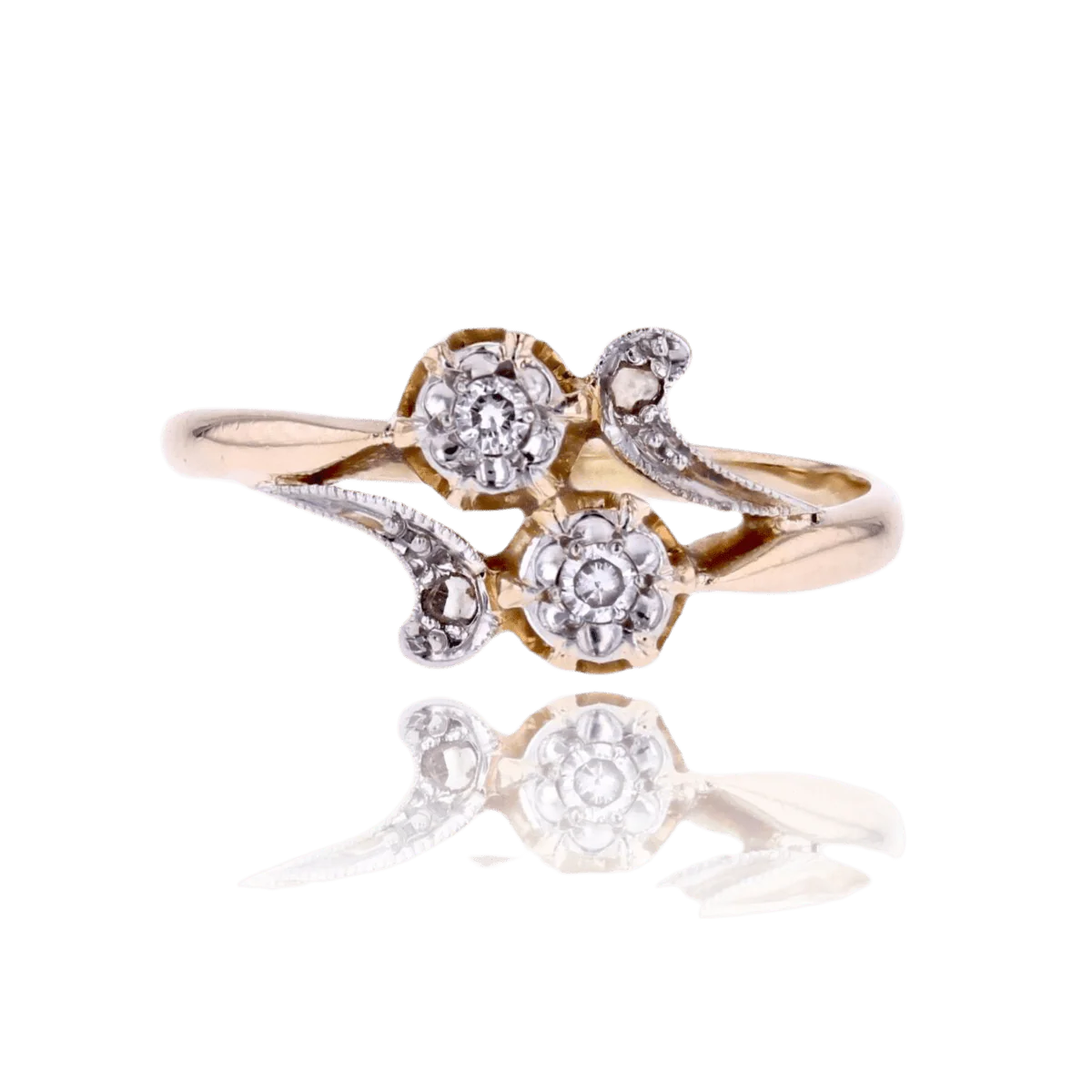 Bague Toi & Moi en or jaune et diamants