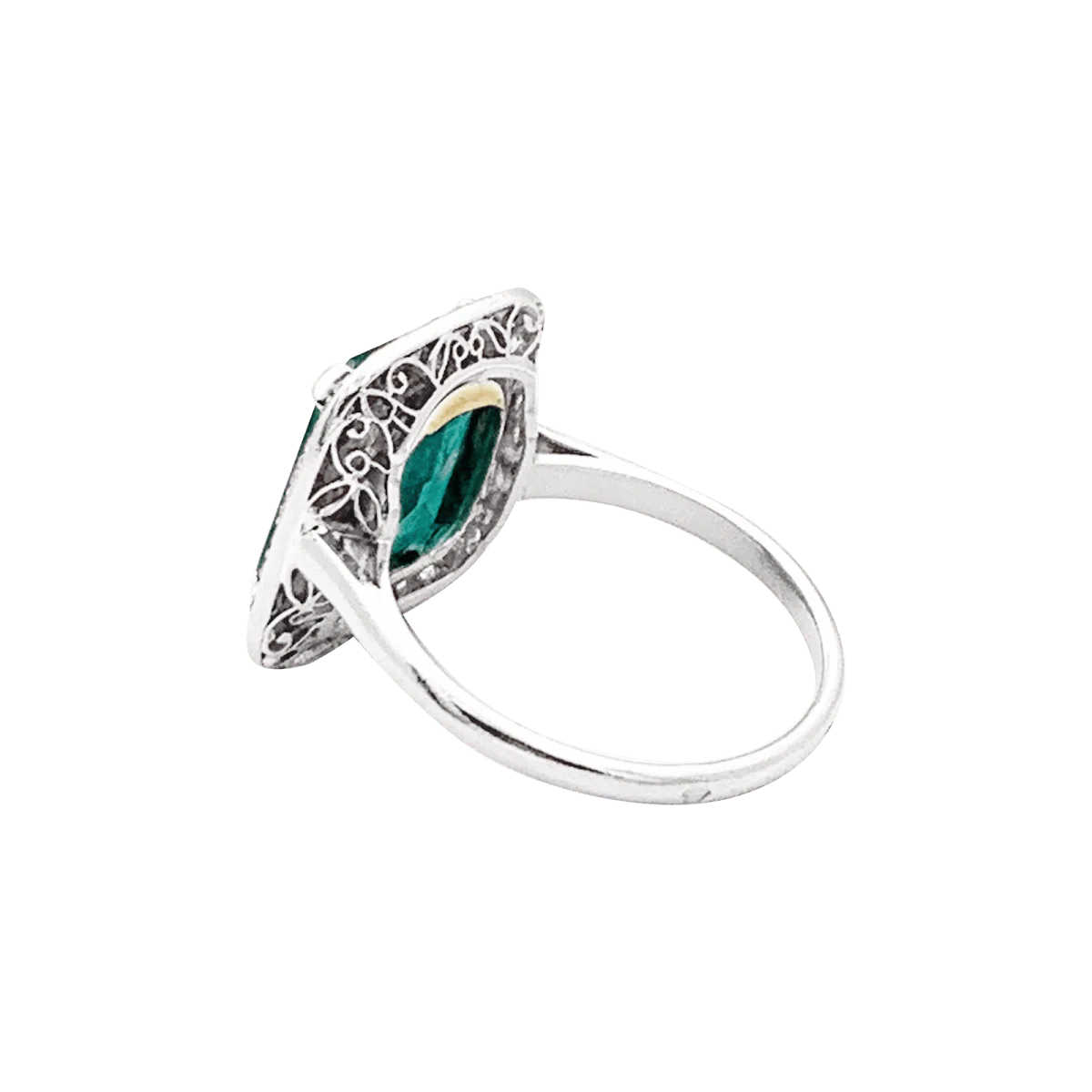 Bague en platine, émeraude et diamants - Image 5