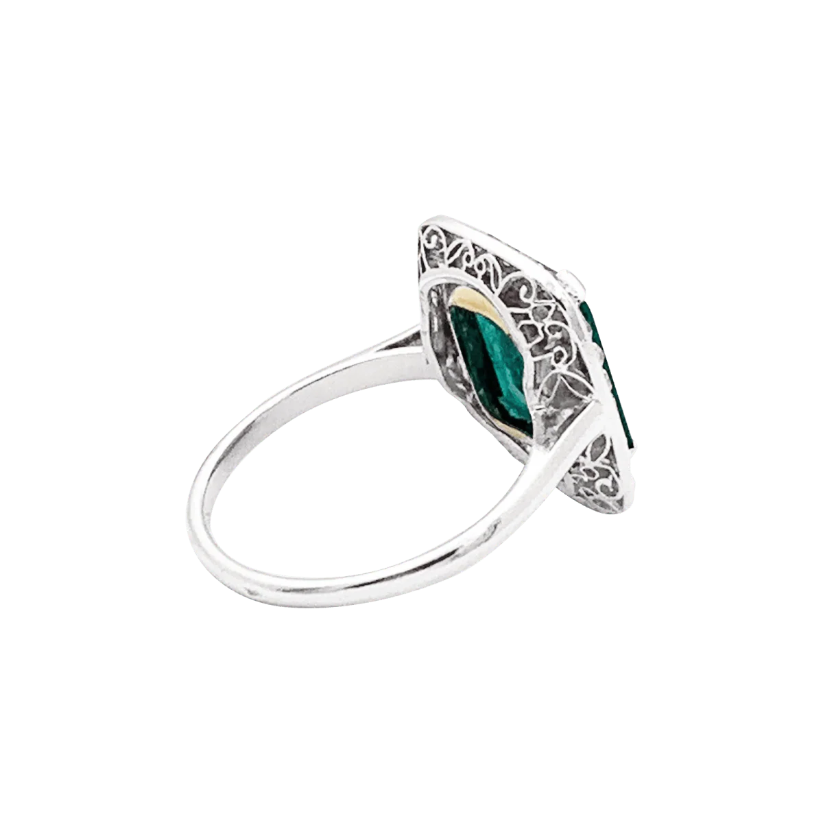 Bague en platine, émeraude et diamants - Image 7