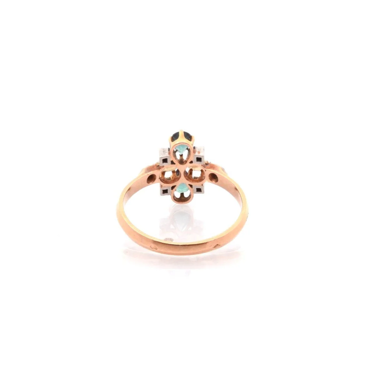 Bague en or jaune, platine, émeraudes, perles et diamants - Image 4