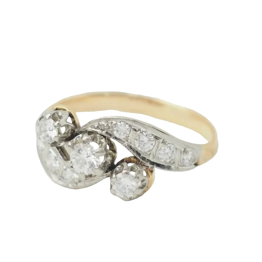 Bague Toi & Moi en or blanc, or jaune et diamants