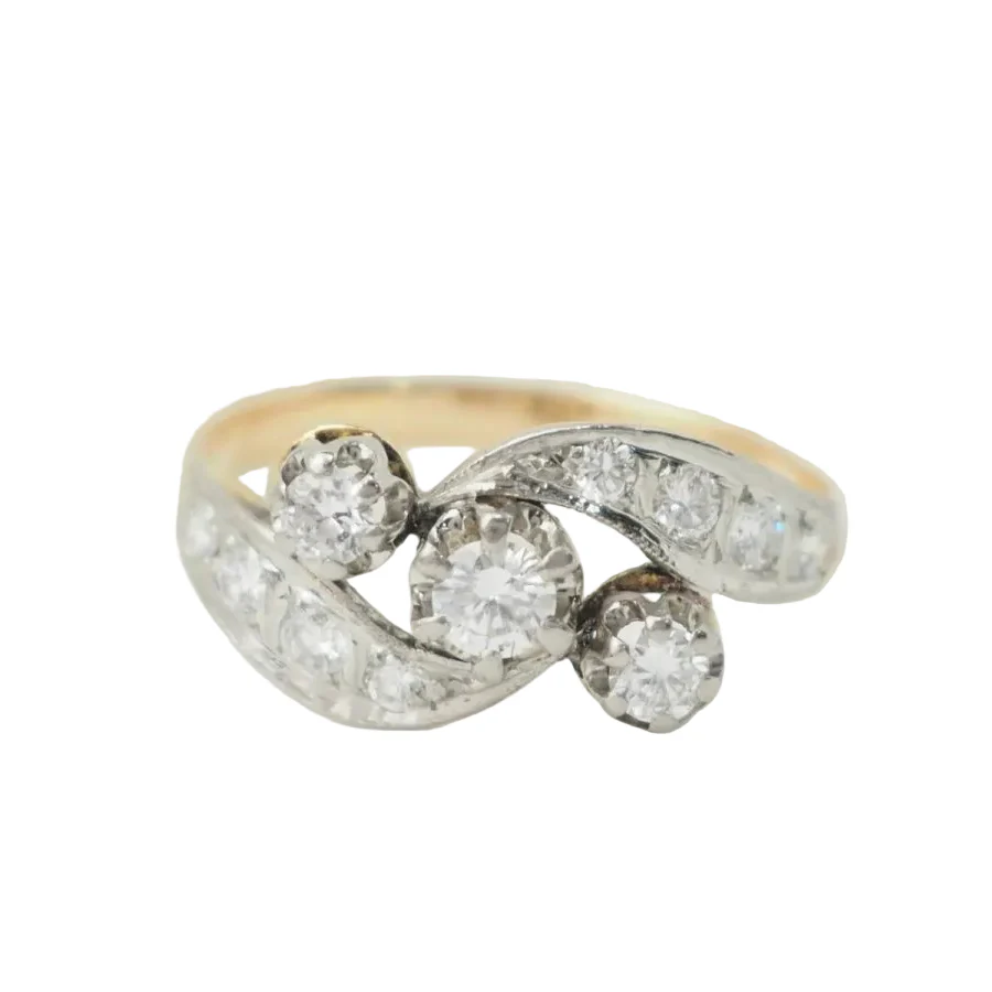 Bague Toi & Moi en or blanc, or jaune et diamants - Image 3