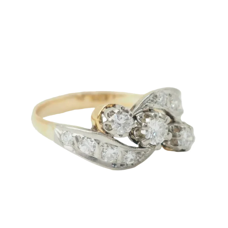 Bague Toi & Moi en or blanc, or jaune et diamants - Image 5