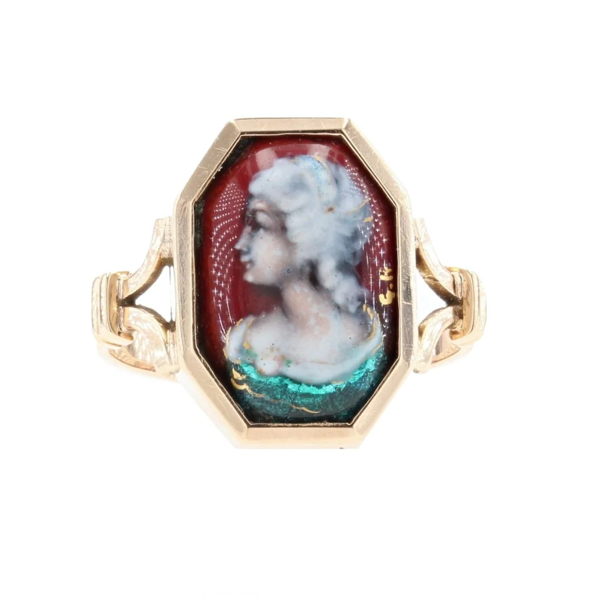 Bague Chevalière en or jaune et émail