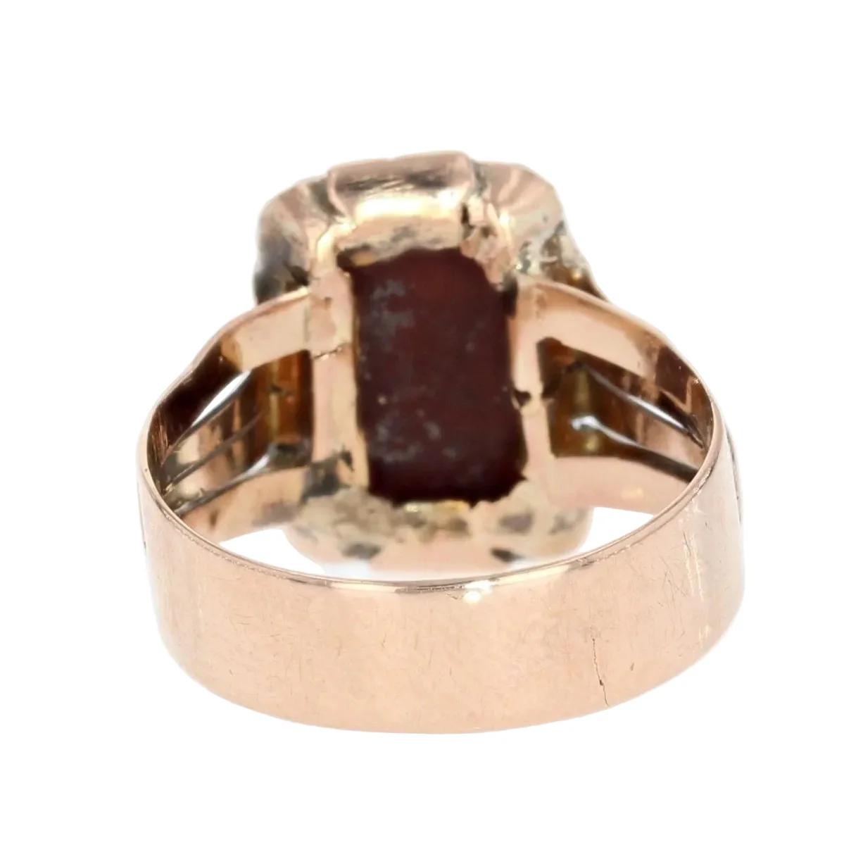 Bague Chevalière en or rose et agate - Image 4