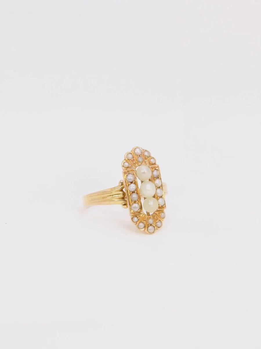 Bague ancienne or perles fines - Image 6