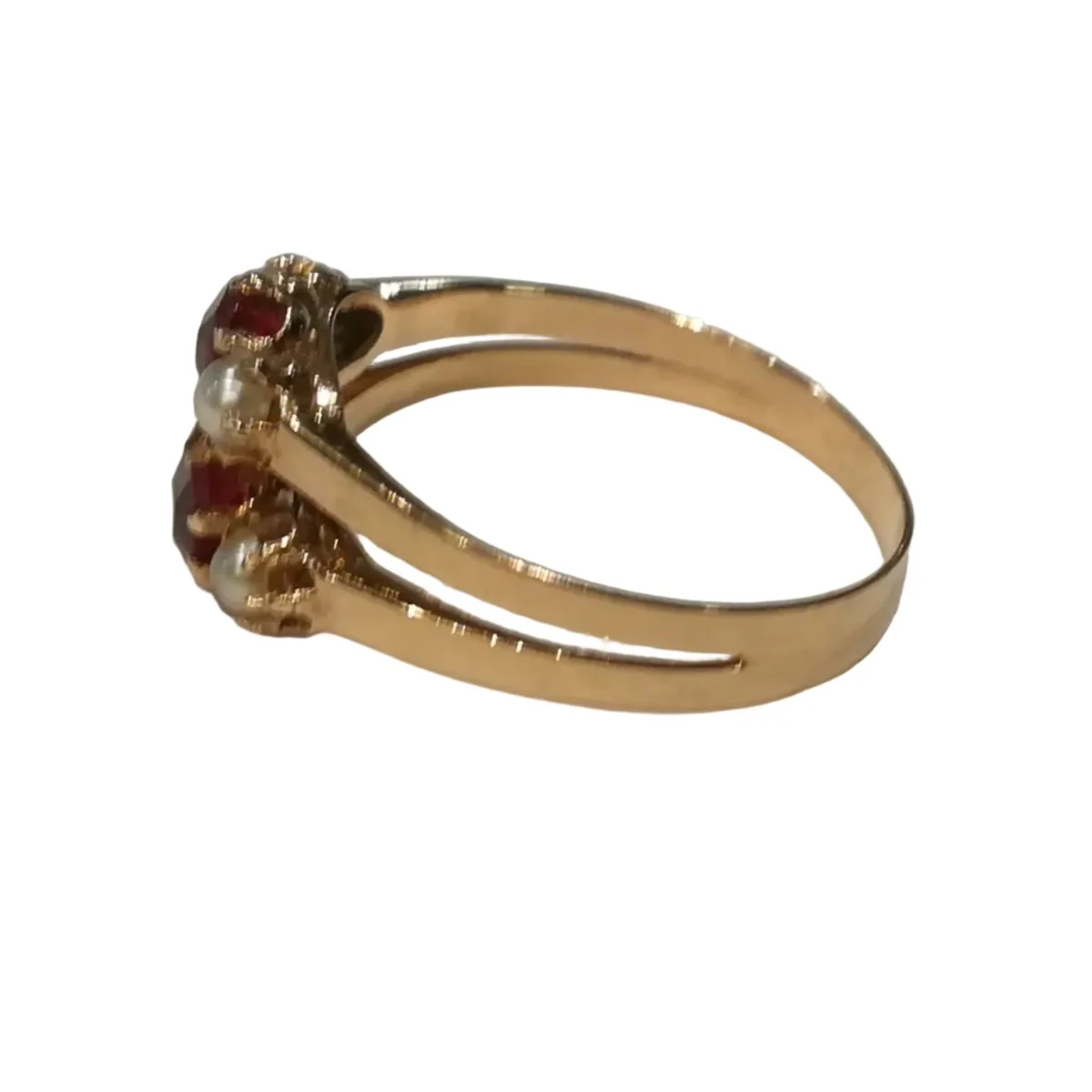 Bague en or rose, perles et grenats - Image 2