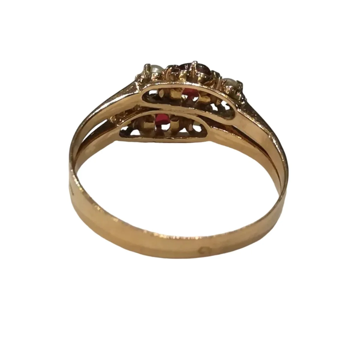 Bague en or rose, perles et grenats - Image 3