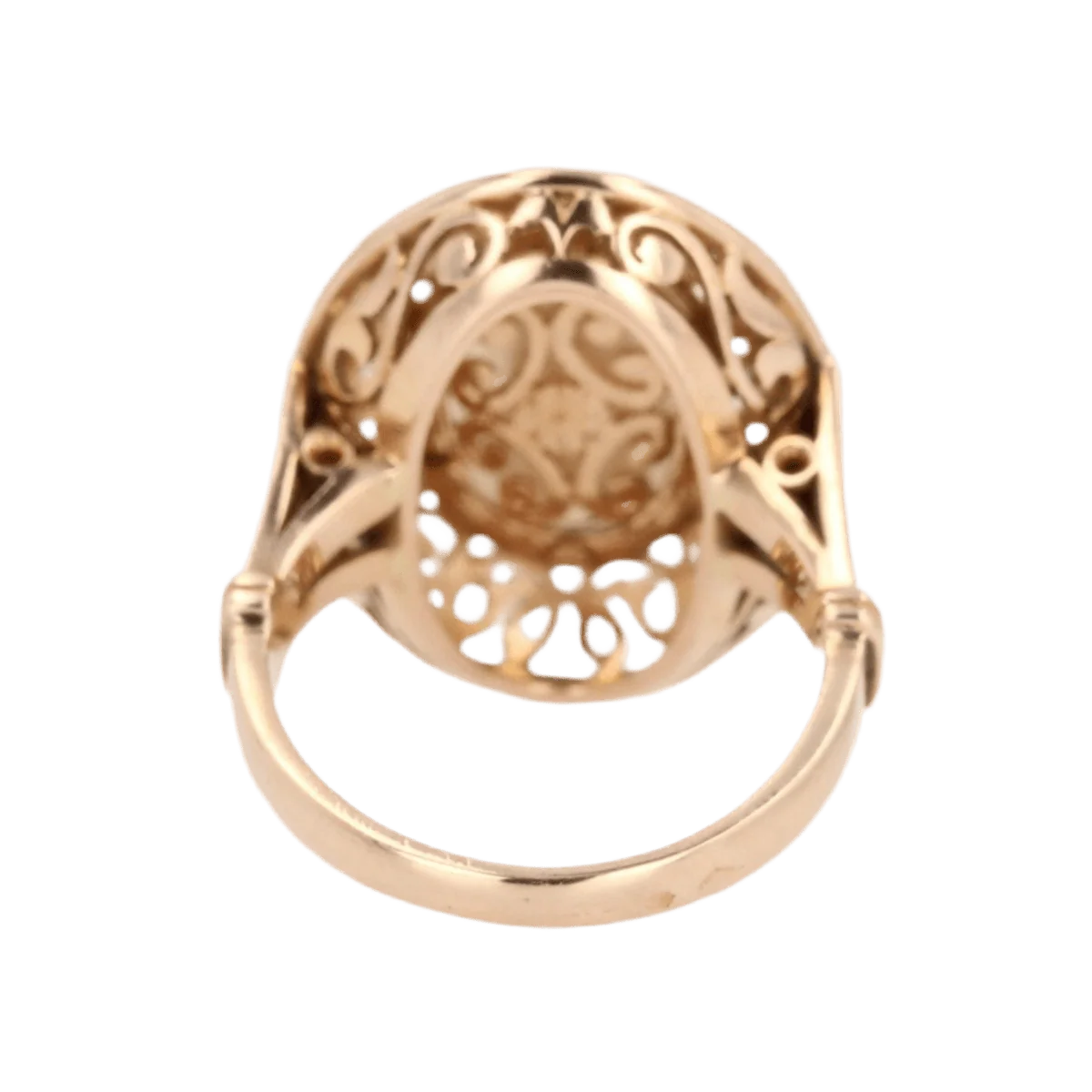 Bague Cocktail en or rose, camée et agate - Image 4