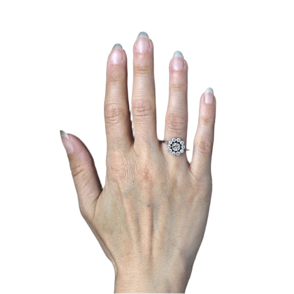 Bague Marguerite en platine et diamants - Image 2