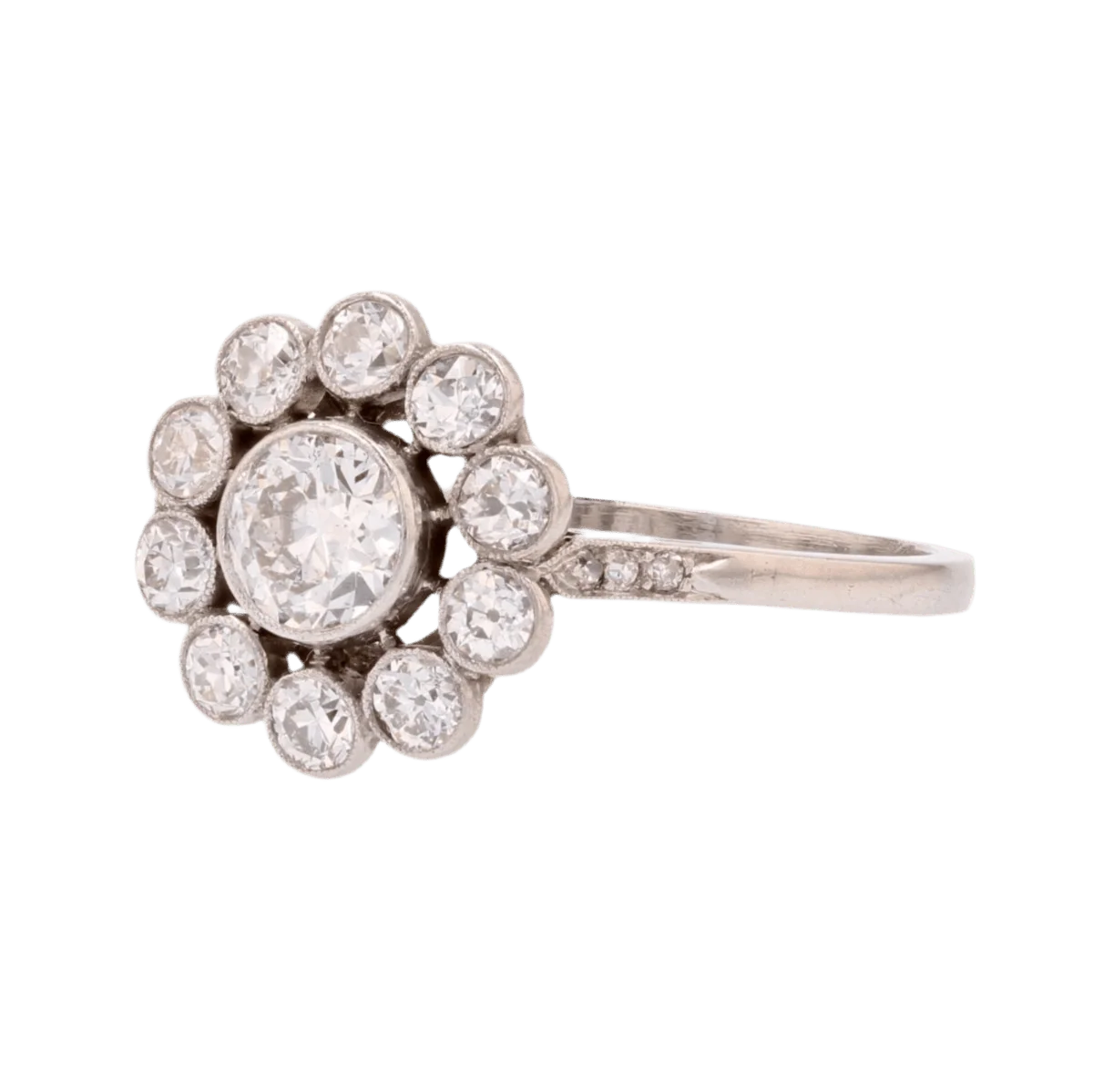Bague Marguerite en platine et diamants - Image 3
