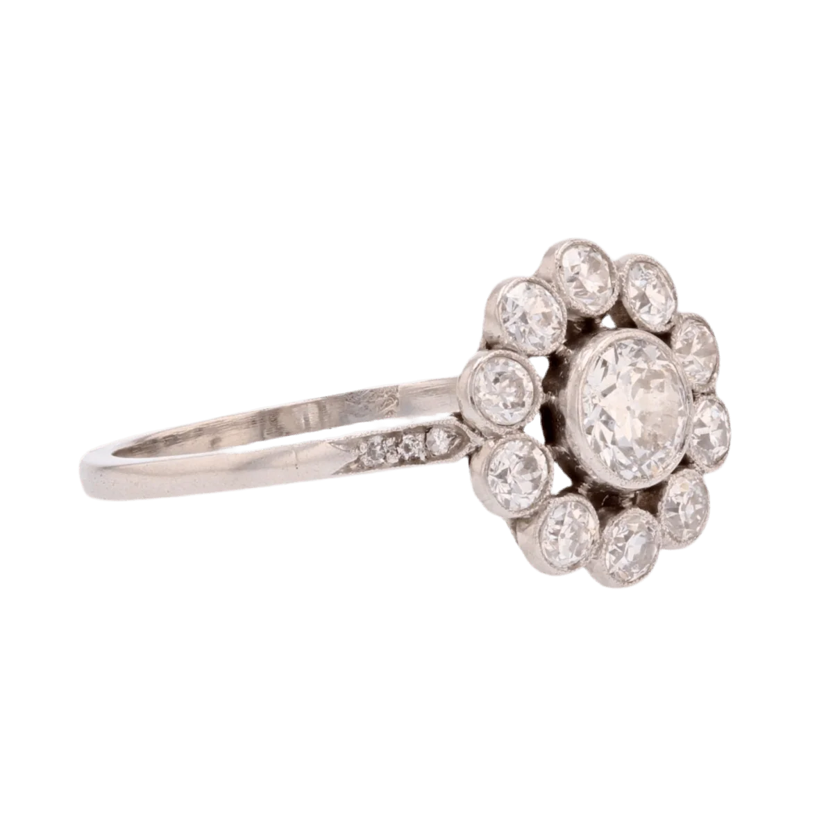 Bague Marguerite en platine et diamants - Image 5