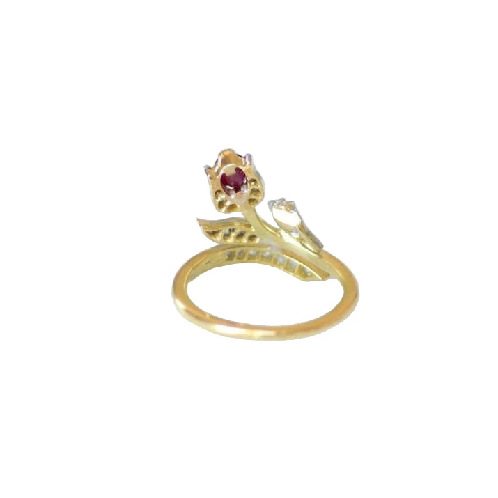 Bague en or jaune, platine, rubis et diamants - Image 4