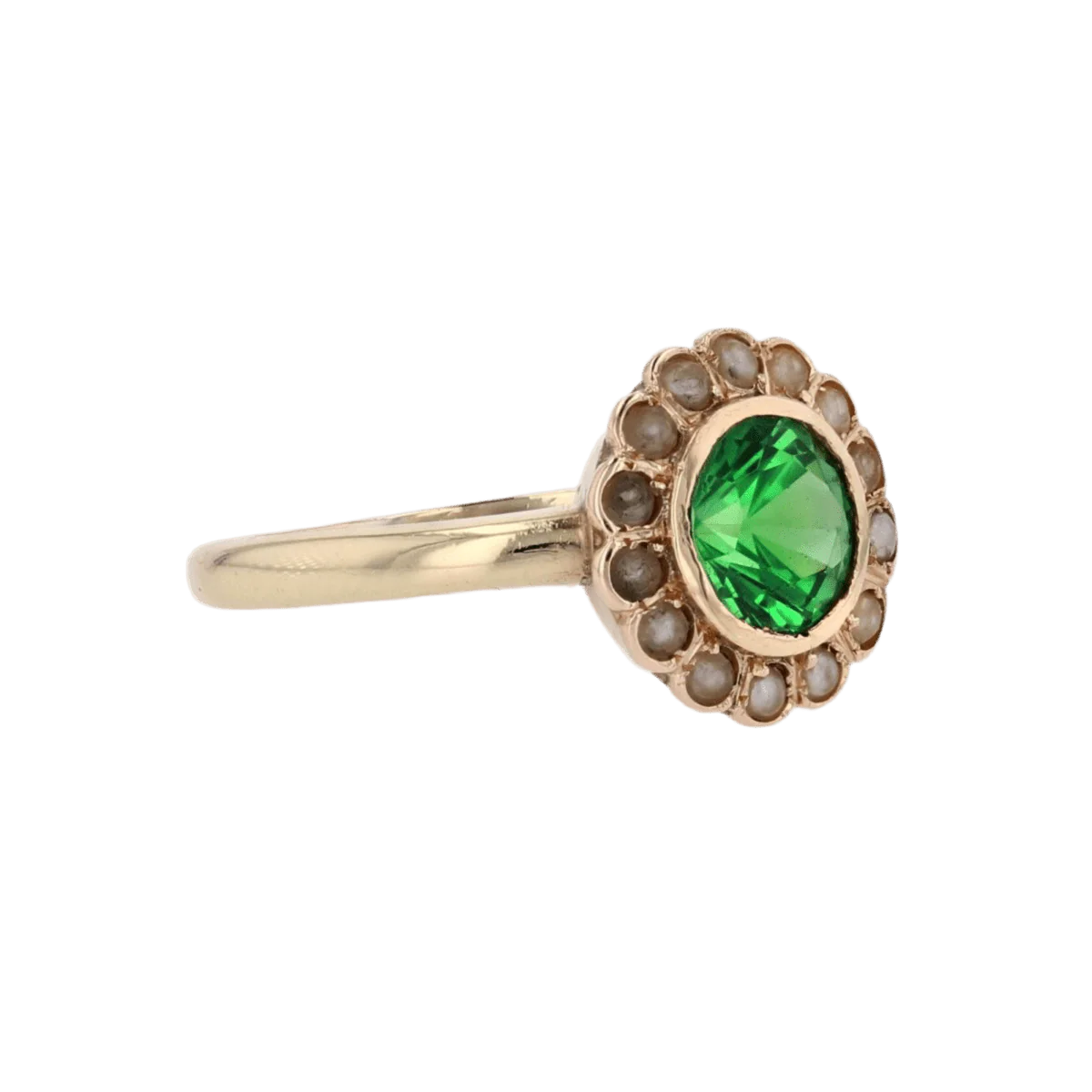 Bague Entourage en or jaune, grenat et perles - Image 5
