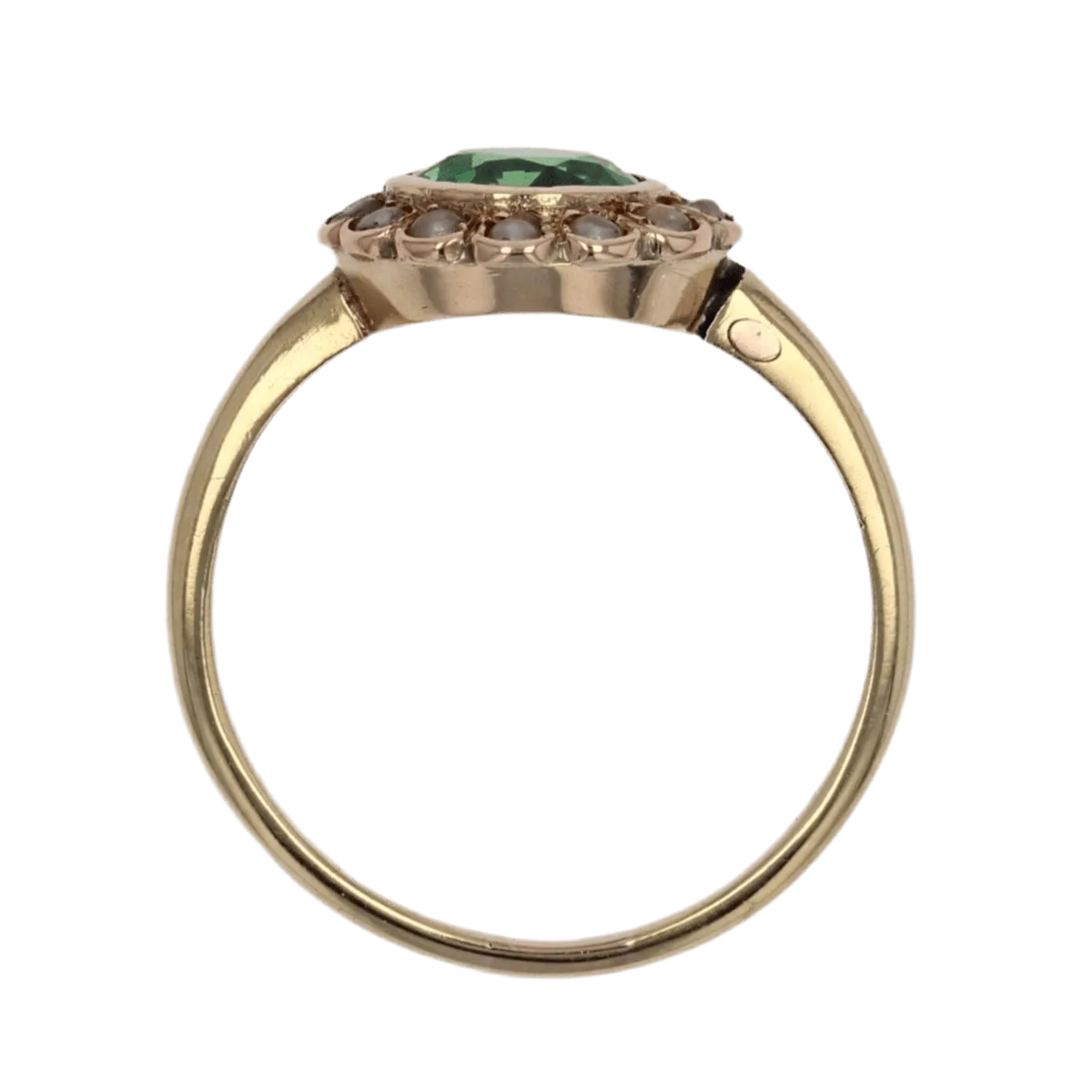 Bague Entourage en or jaune, grenat et perles - Image 6