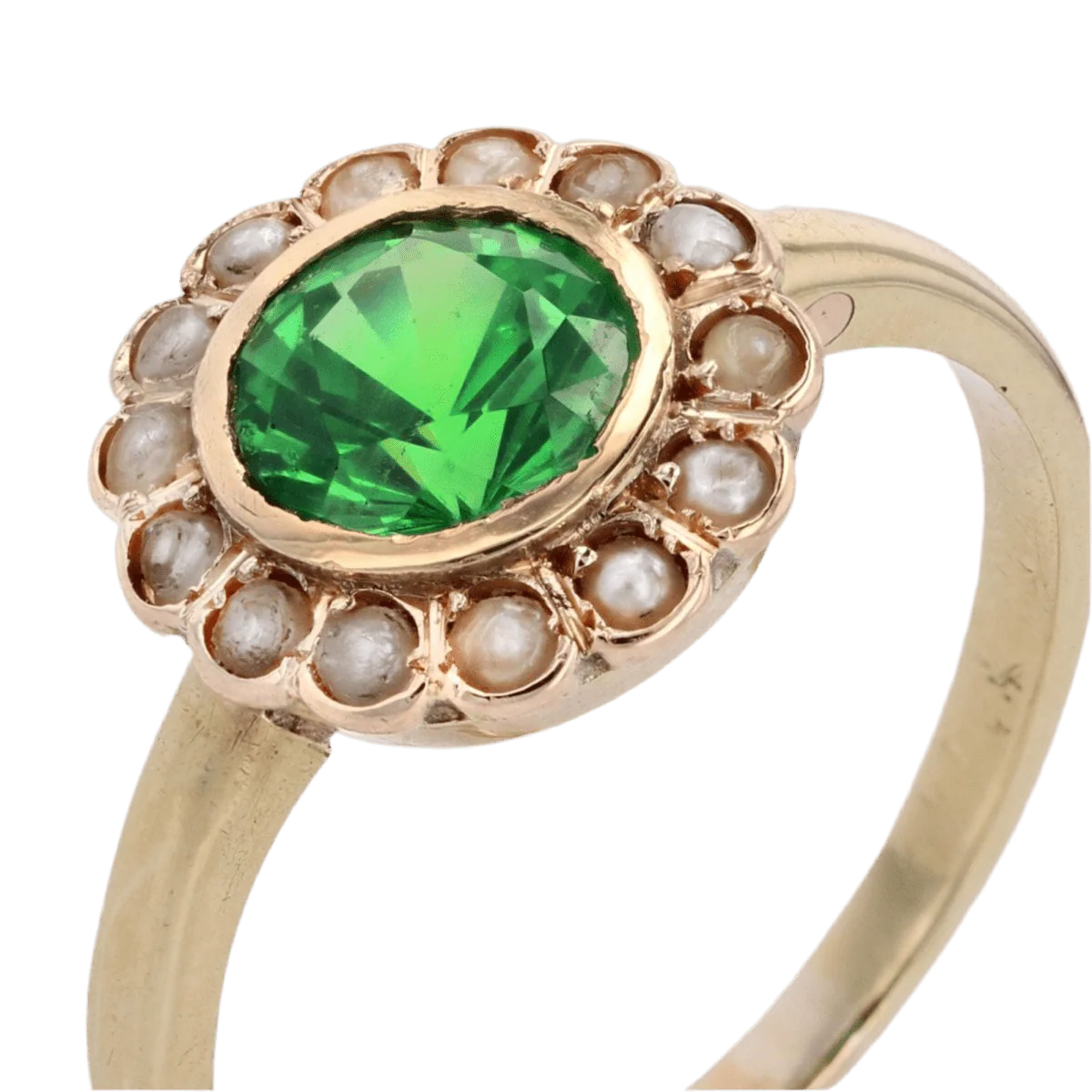 Bague Entourage en or jaune, grenat et perles - Image 7