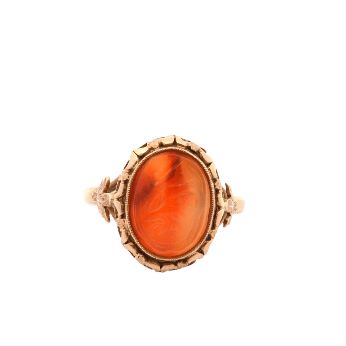 Bague Cocktail en or jaune et cornaline
