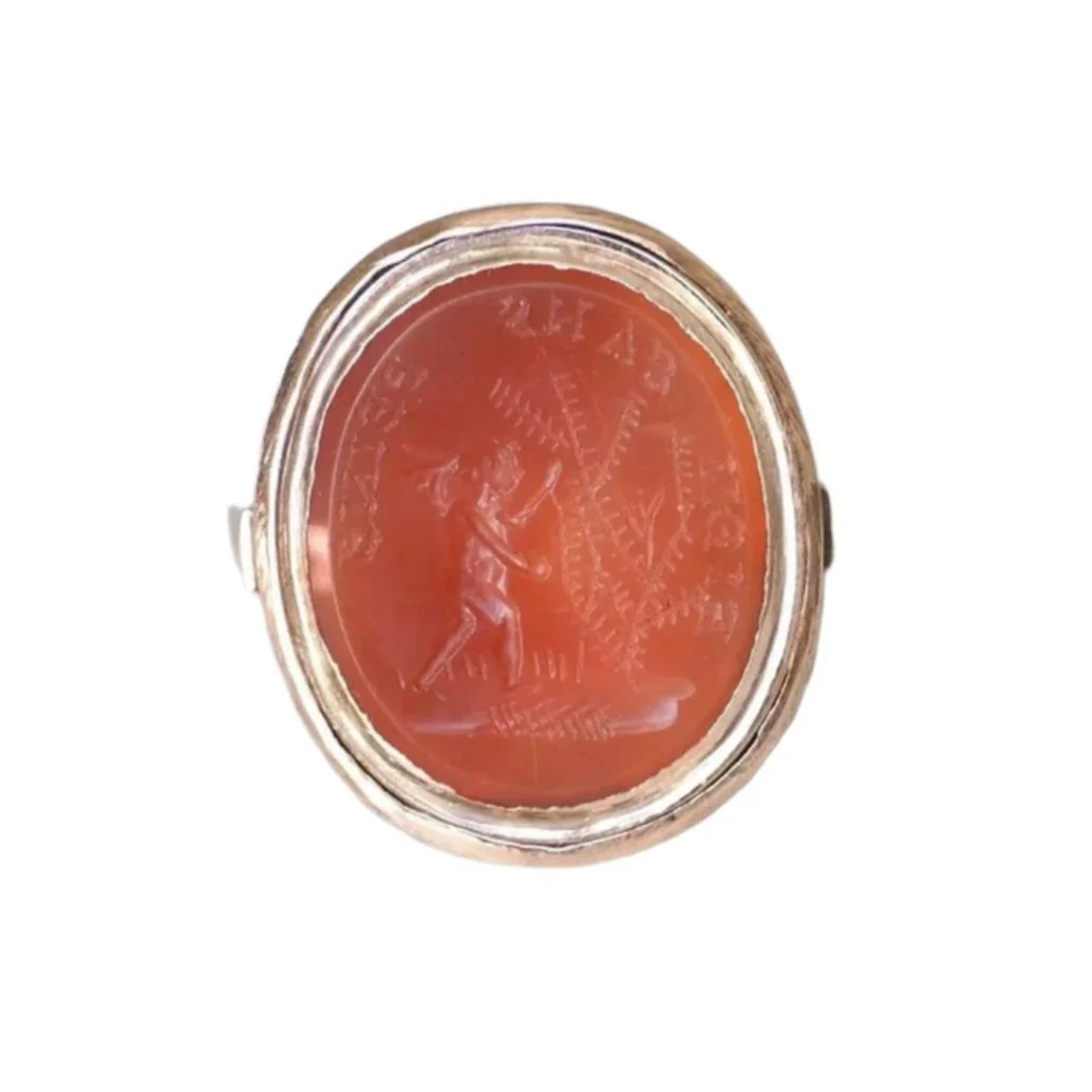 Bague Ancienne Intaille Cornaline sur Or Rose