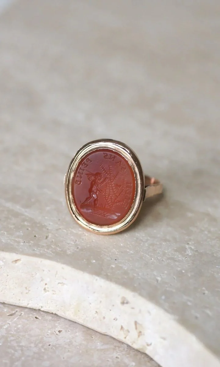 Bague Ancienne Intaille Cornaline sur Or Rose - Image 10