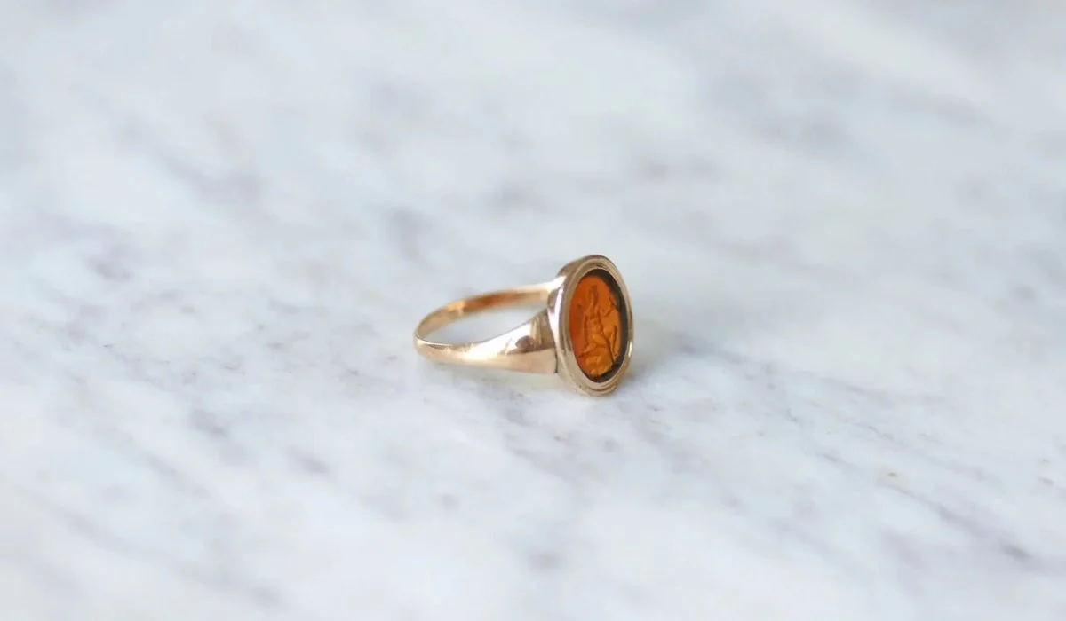 Bague intaille Cupidon cornaline sur or rose - Image 3