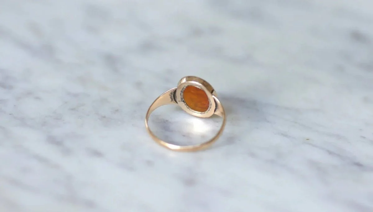 Bague intaille Cupidon cornaline sur or rose - Image 4