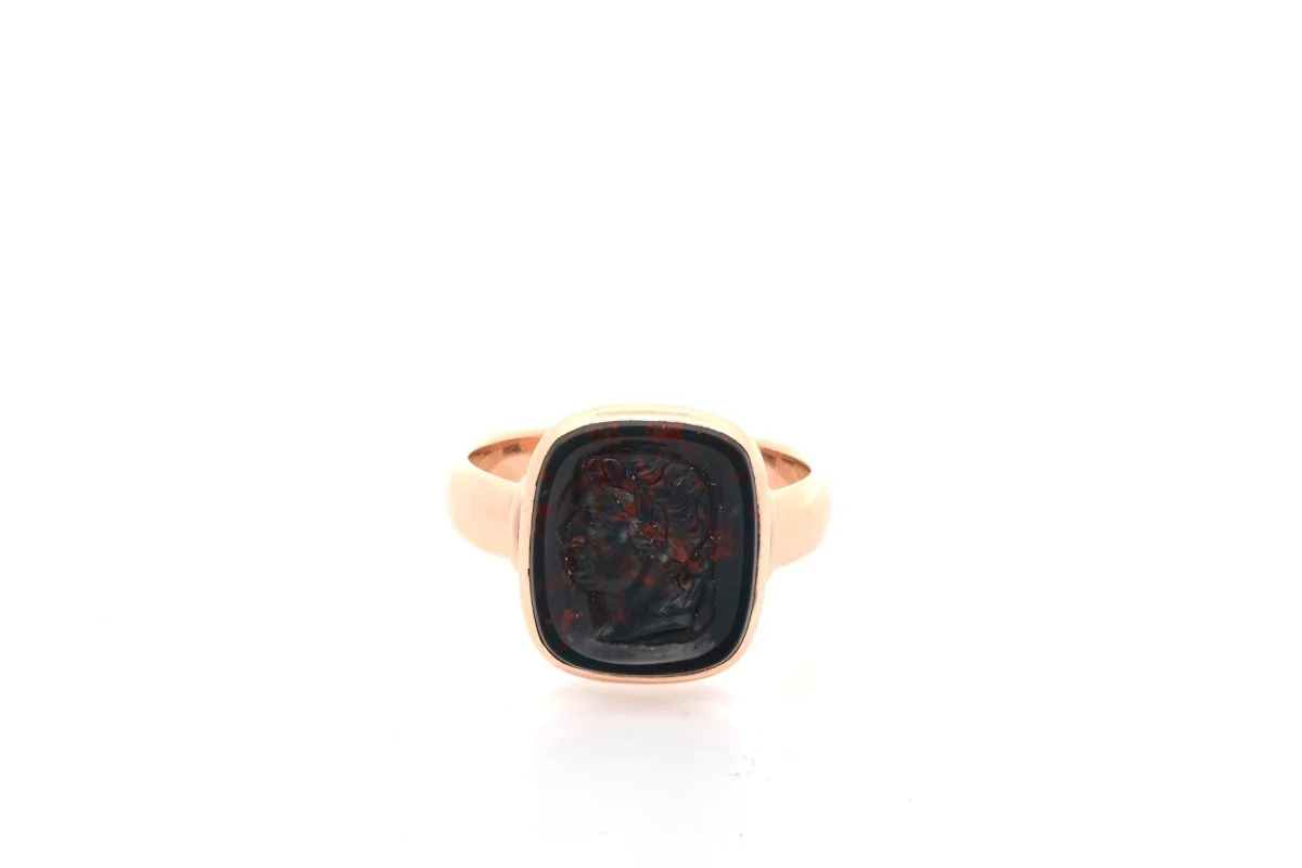 Bague ancienne intaille en or et jaspe sanguin - Image 2