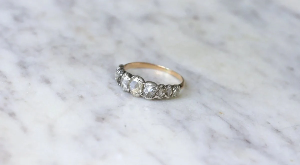 Bague Jarretière Diamants Taille Rose Couronnée - Image 3