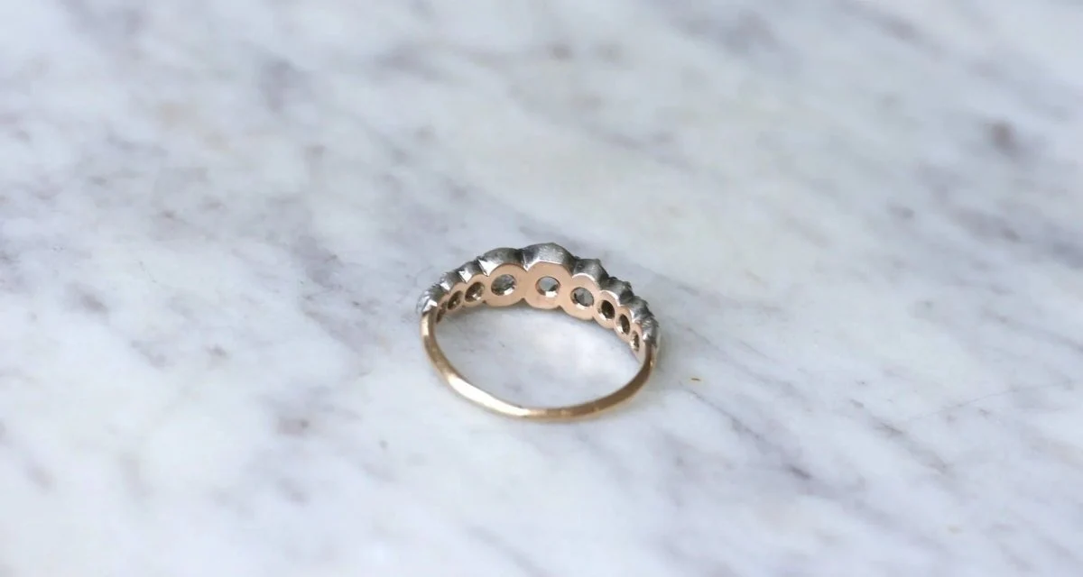 Bague Jarretière Diamants Taille Rose Couronnée - Image 7