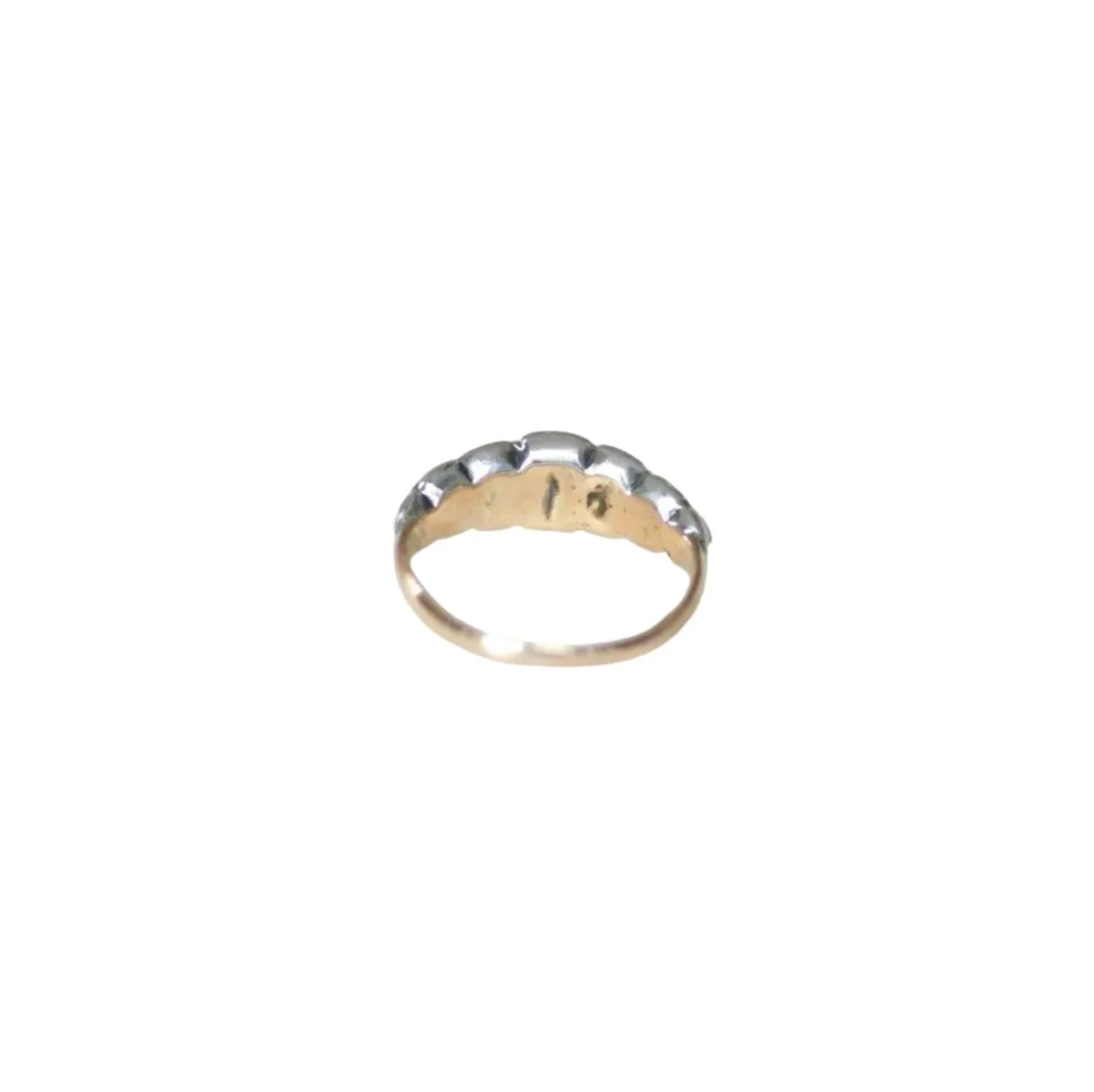 Bague jarretière en or rose, argent, et diamants - Image 3