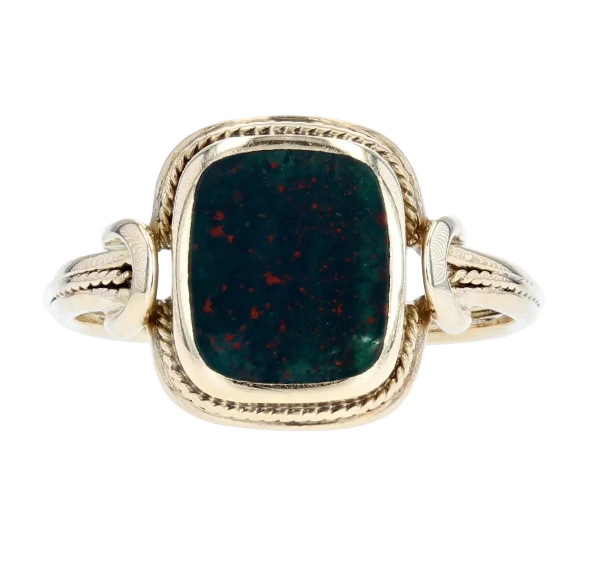 Bague Chevalière en or jaune et jaspe