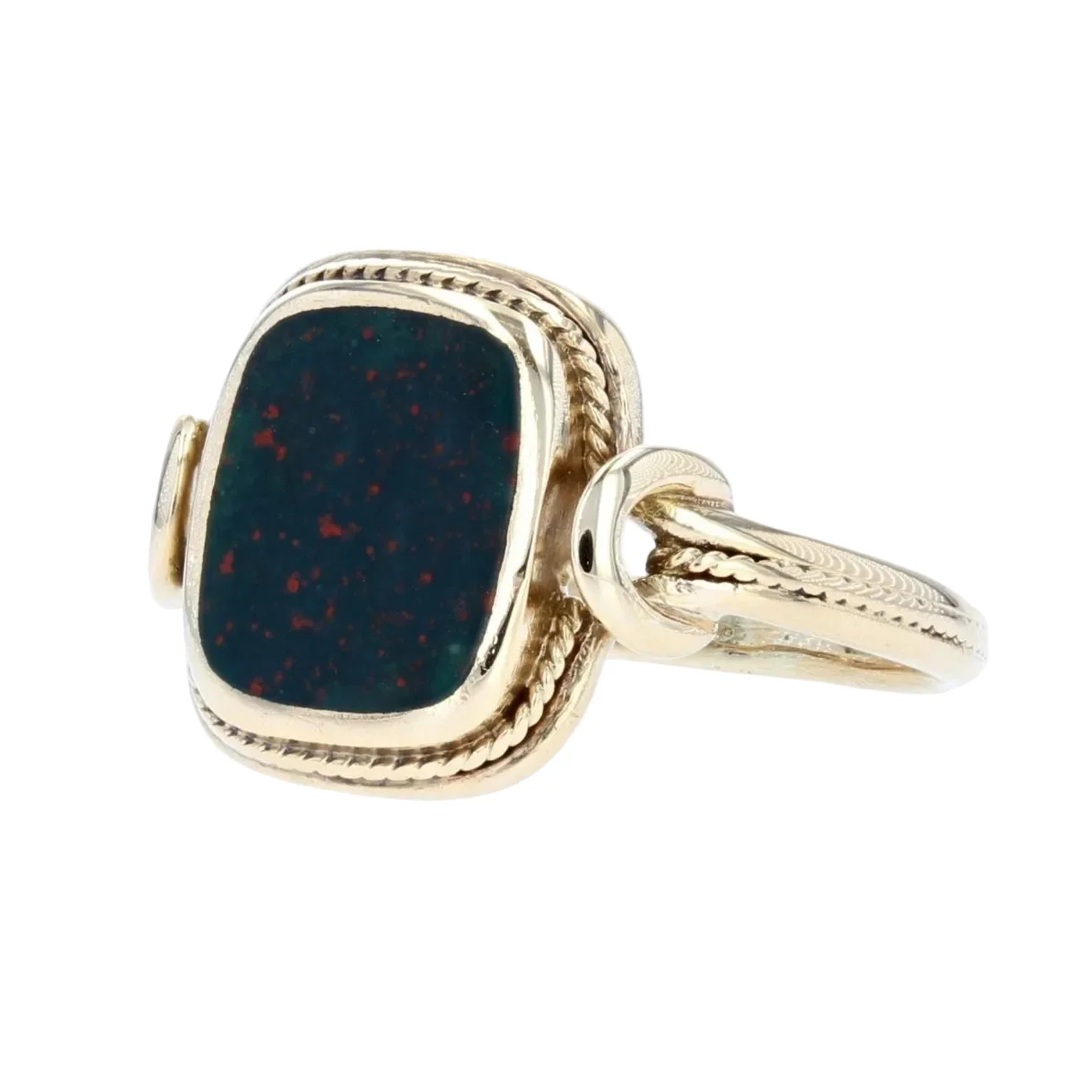 Bague Chevalière en or jaune et jaspe - Image 3