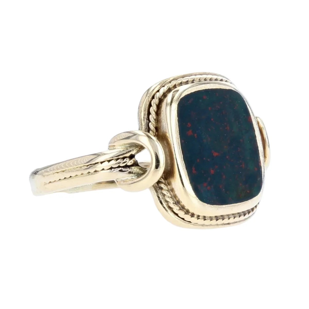 Bague Chevalière en or jaune et jaspe - Image 5