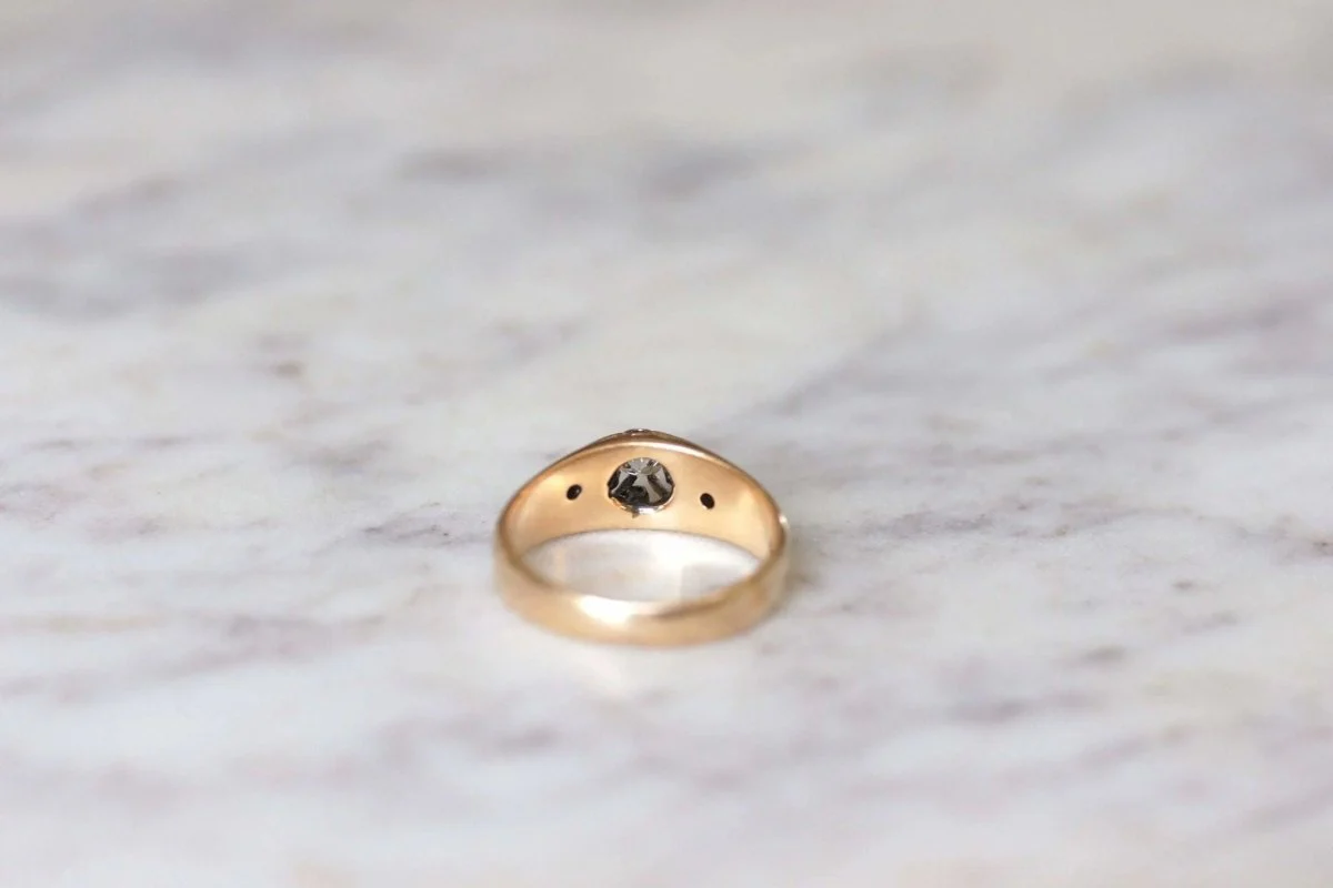 Bague ancienne jonc or rose et diamant - Image 7