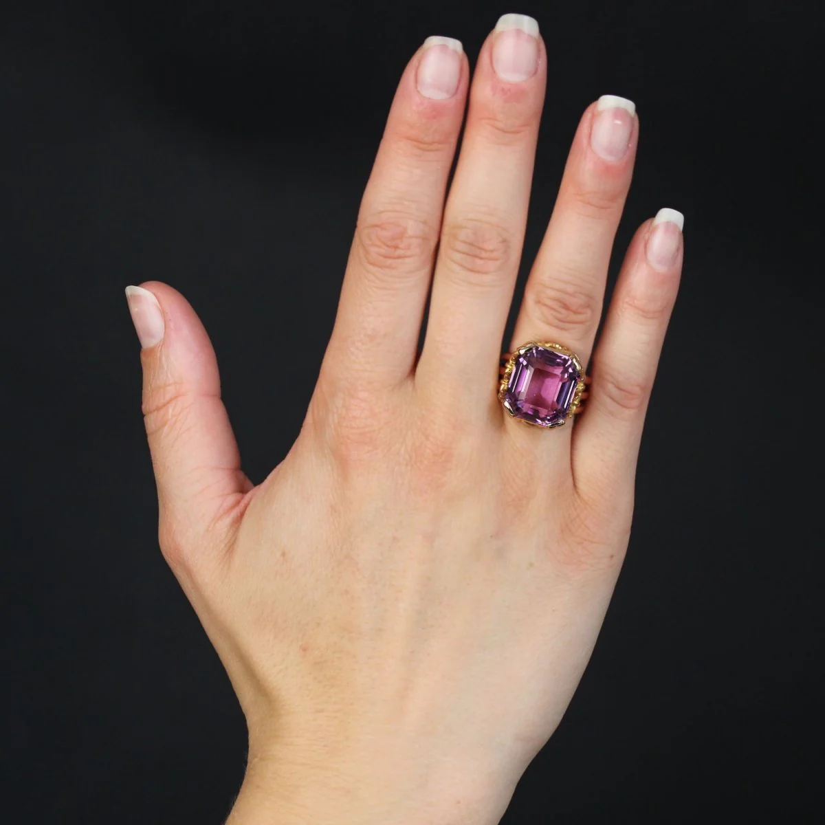 Bague Cocktail en or jaune et kunzite - Image 2