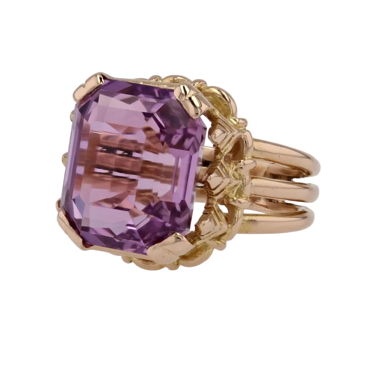 Bague Cocktail en or jaune et kunzite - Image 3