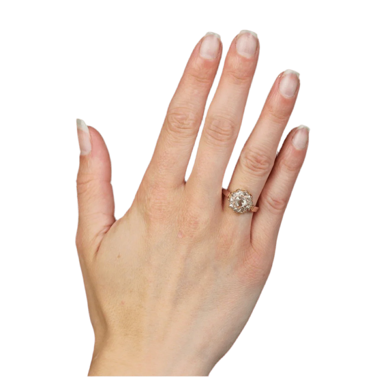 Bague Marguerite en or rose et diamants - Image 2
