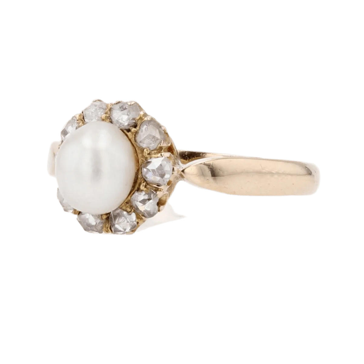 Bague Marguerite en or jaune, perle et diamants - Image 3