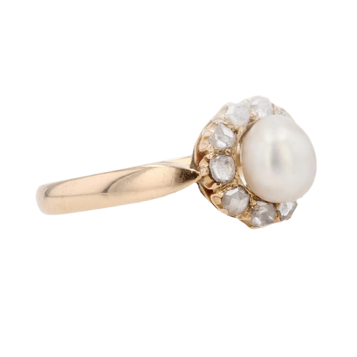 Bague Marguerite en or jaune, perle et diamants - Image 5